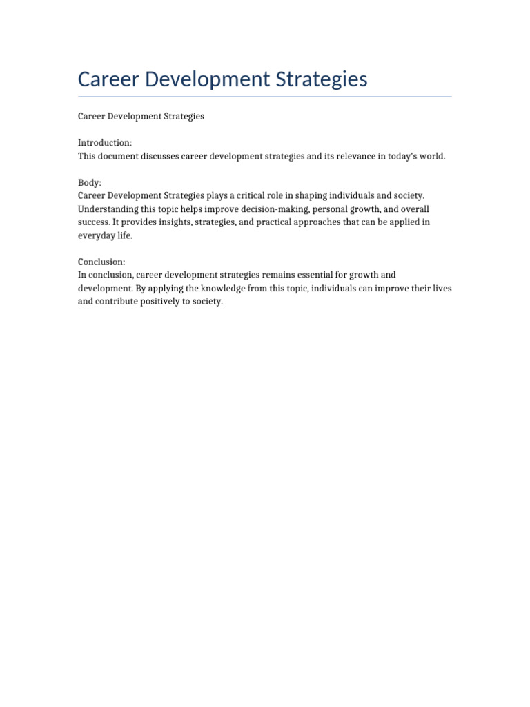 Document 18 Career Development Strategies | PDF