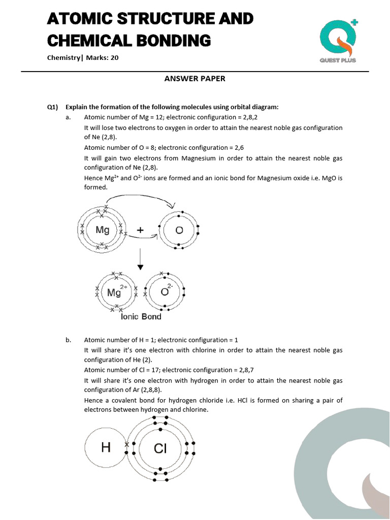 Atomic Structure and Chemical Bonding AP133458023256583146 | PDF