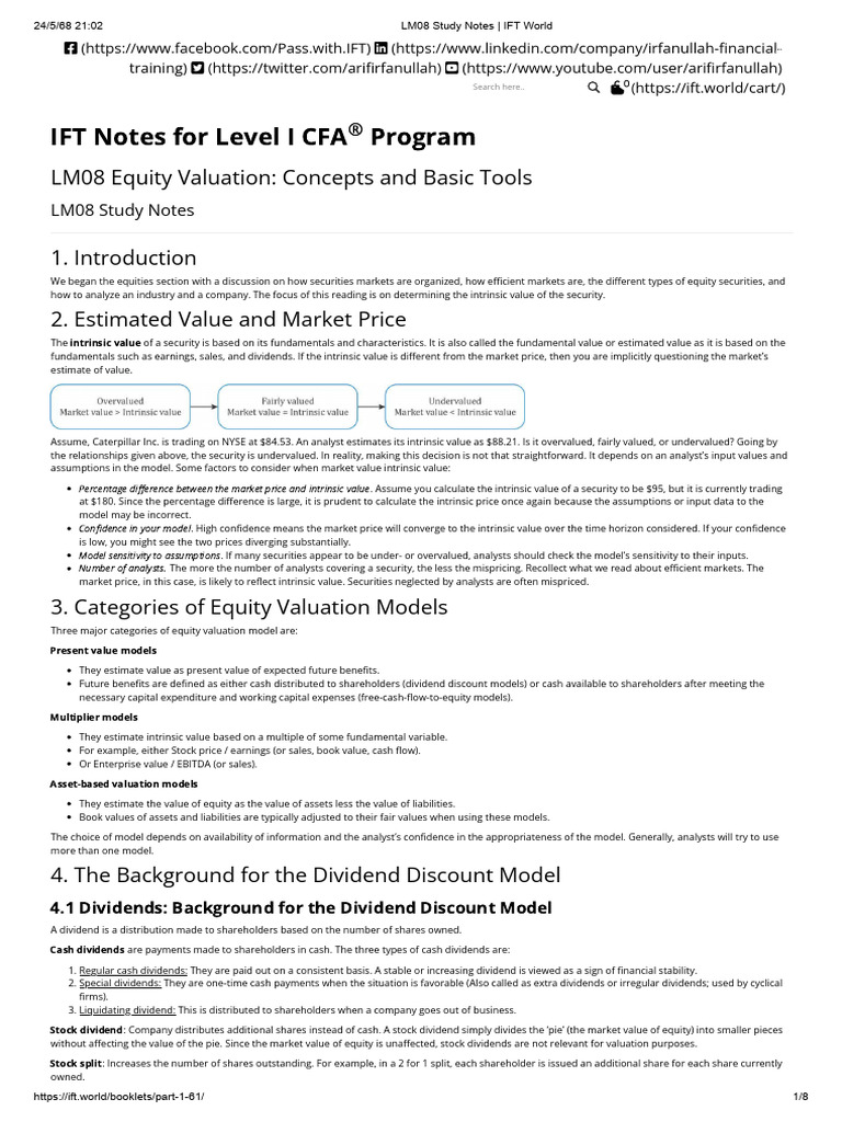 LM08 Equity Valuation Concepts and Basic Tools | PDF