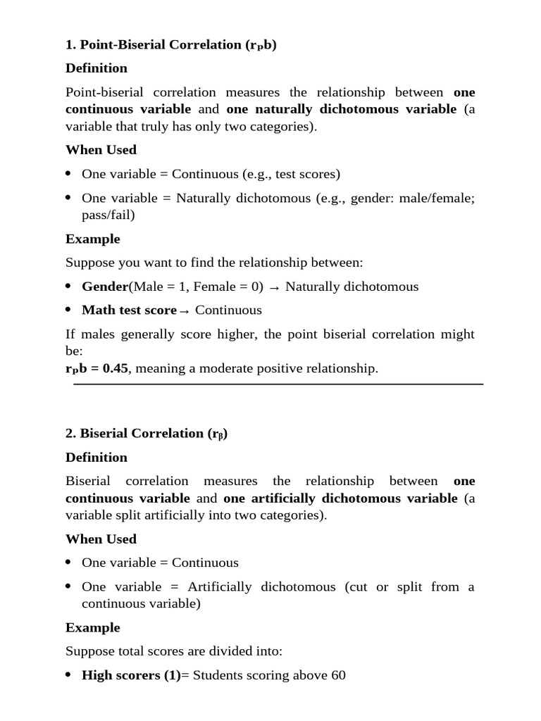 Biserial, Point Biserial Correlation and Phi Coefficient With Suitable ...