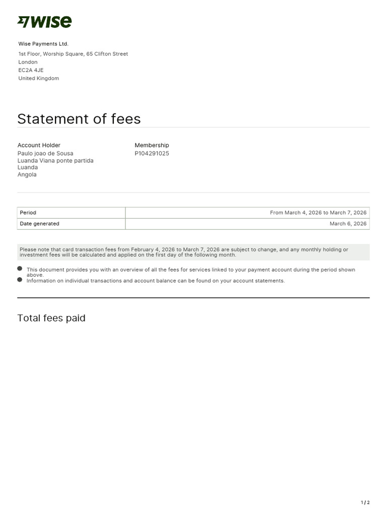 Fee Statement | PDF
