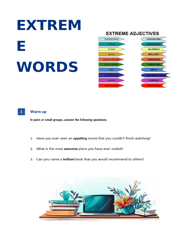 Extreme Words. Adjectives. C1 | PDF