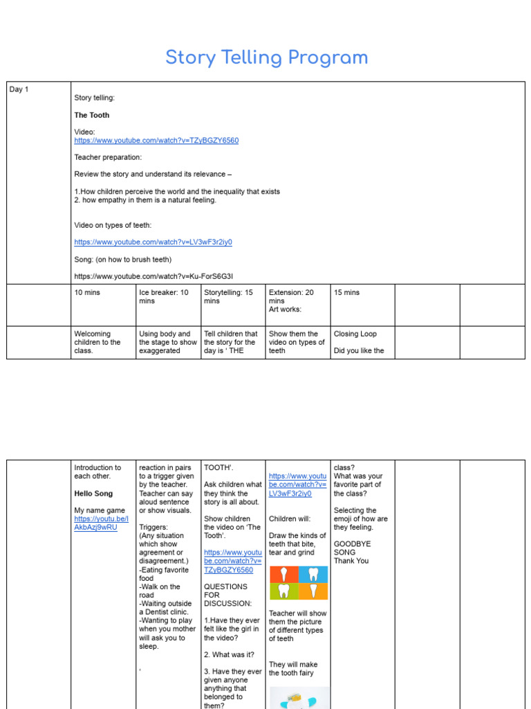Storytelling Plan | PDF