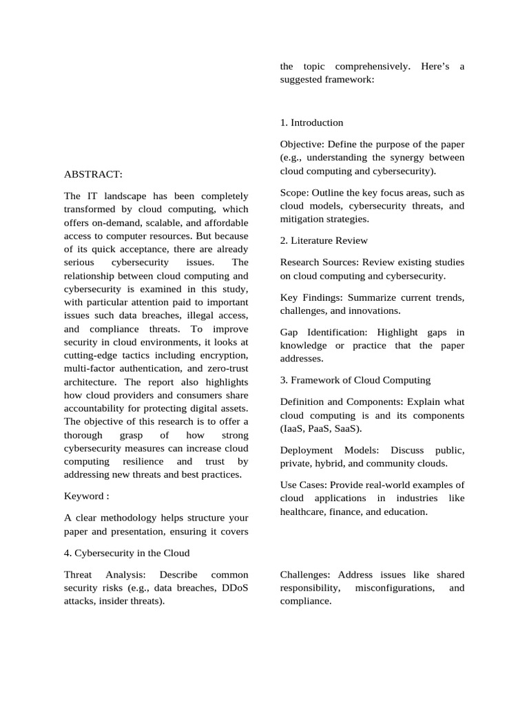 Cloud Computing and Cyber Security | PDF