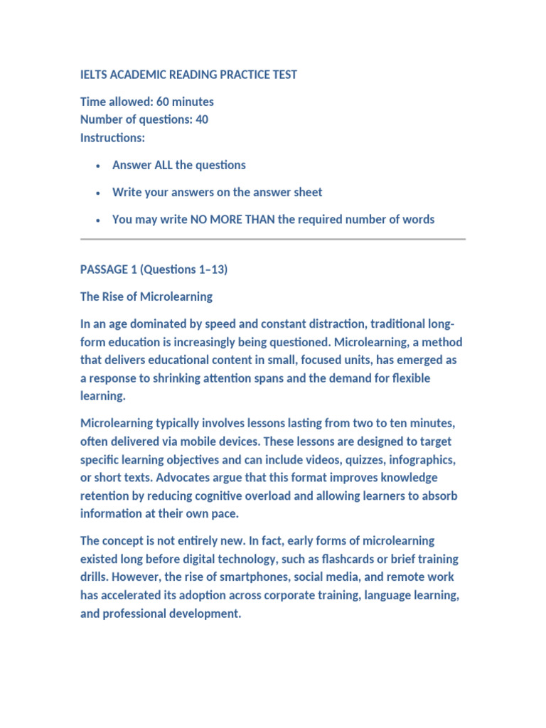 IELTS Reading Full Test | PDF