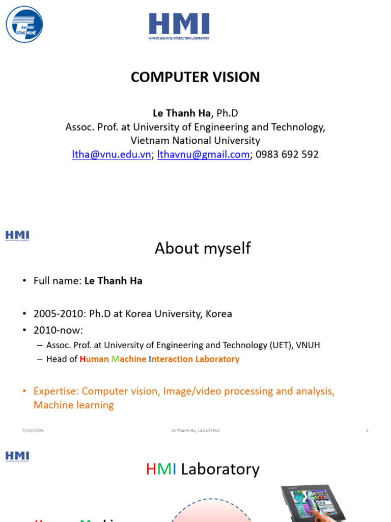 Computer Vision - Lecture Introduction | PDF