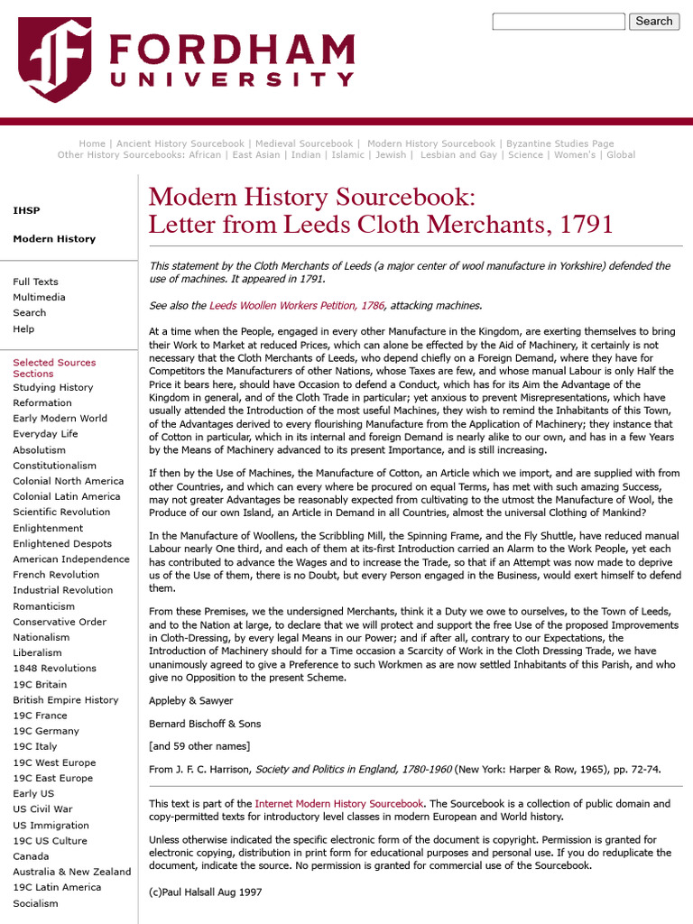 Internet History Sourcebooks - Modern History | PDF