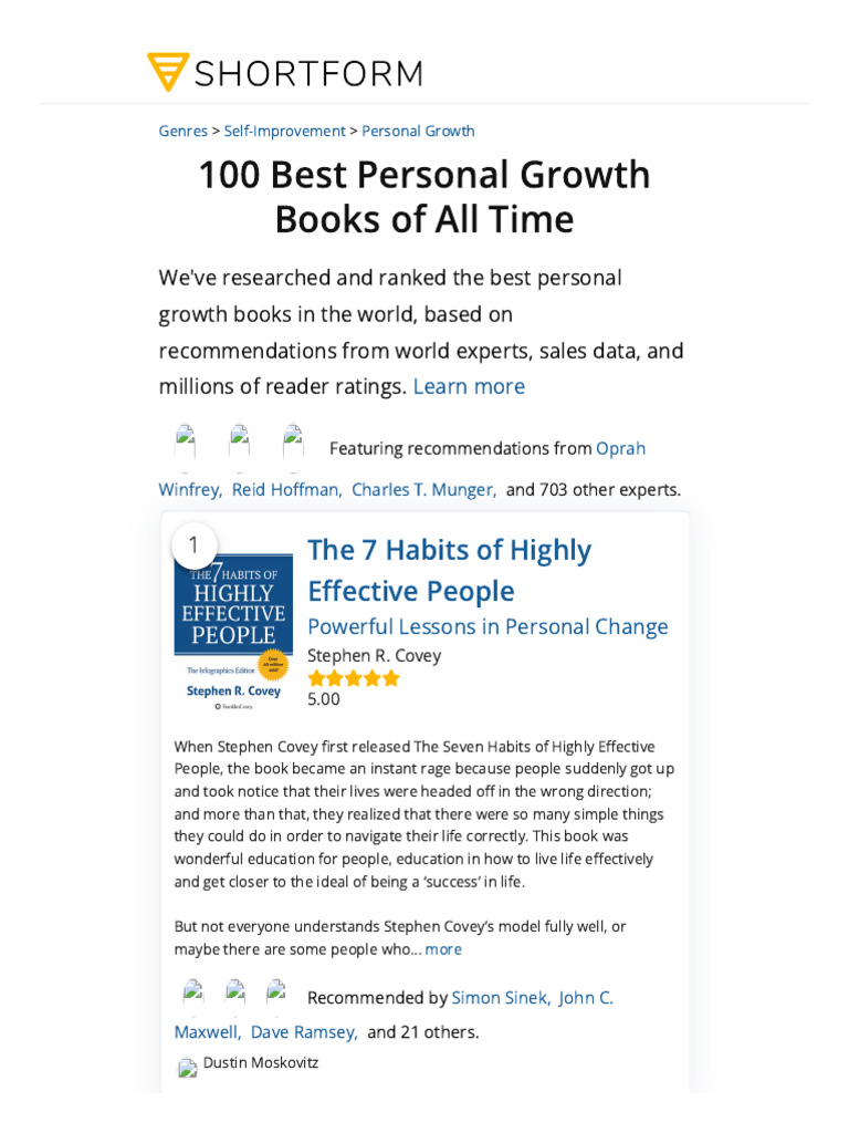 100 Best Personal Growth Personal Development Books of All Time ...