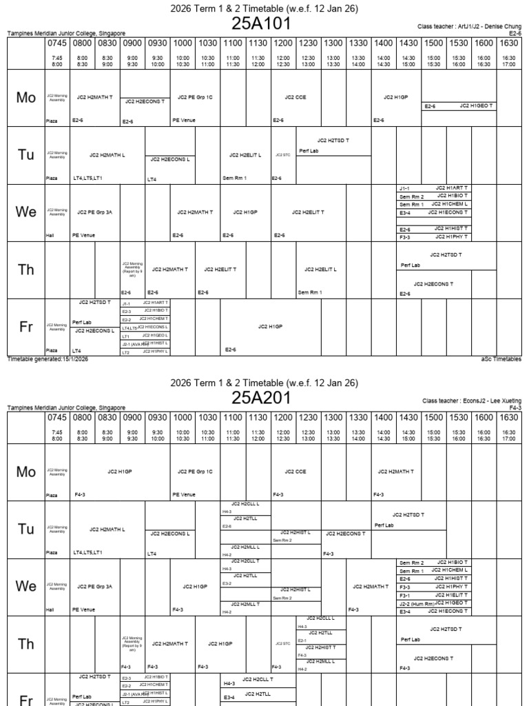 2026 JC2 CG Timetable Term 12 Wef 12 Jan 26 Updated 15 Jan 26 | PDF