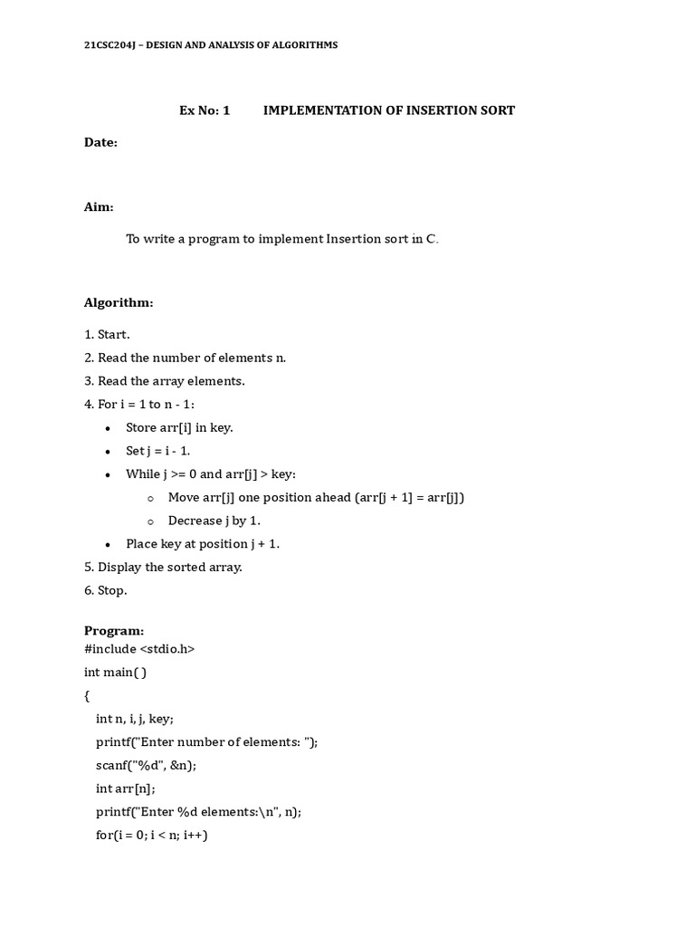 DAA - Ex No 1 and 2 | PDF