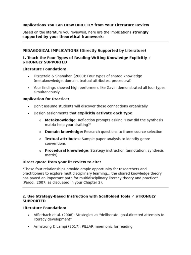 Implications You Can Draw DIRECTLY From Your Literature Review | PDF