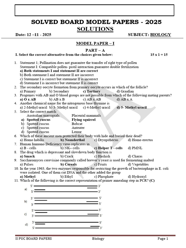 Board Model Papers 2025 With Answers | PDF