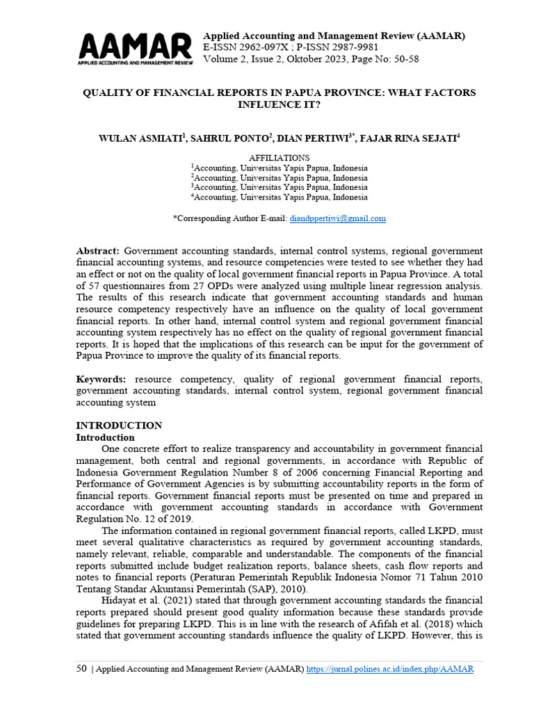 Applied Accounting and Management Review (AAMAR) : Wulan Asmiati ...