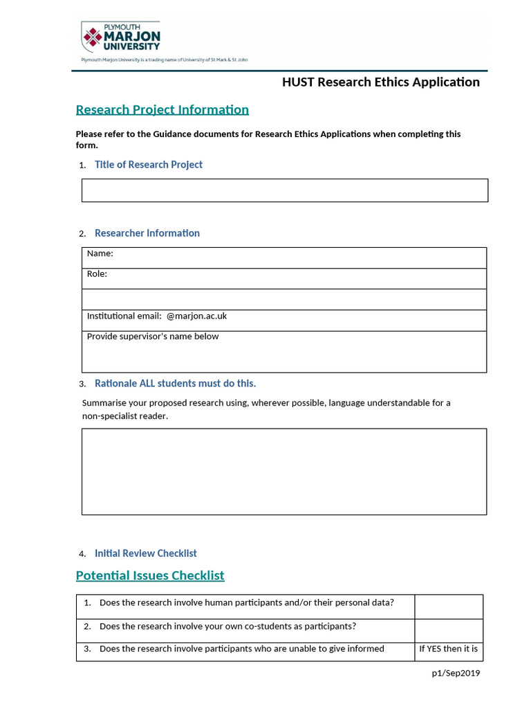 IPE - Research Ethics Application Form | PDF