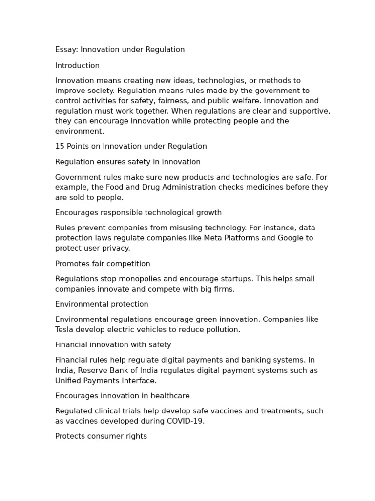 Innovation Under Regulation | PDF