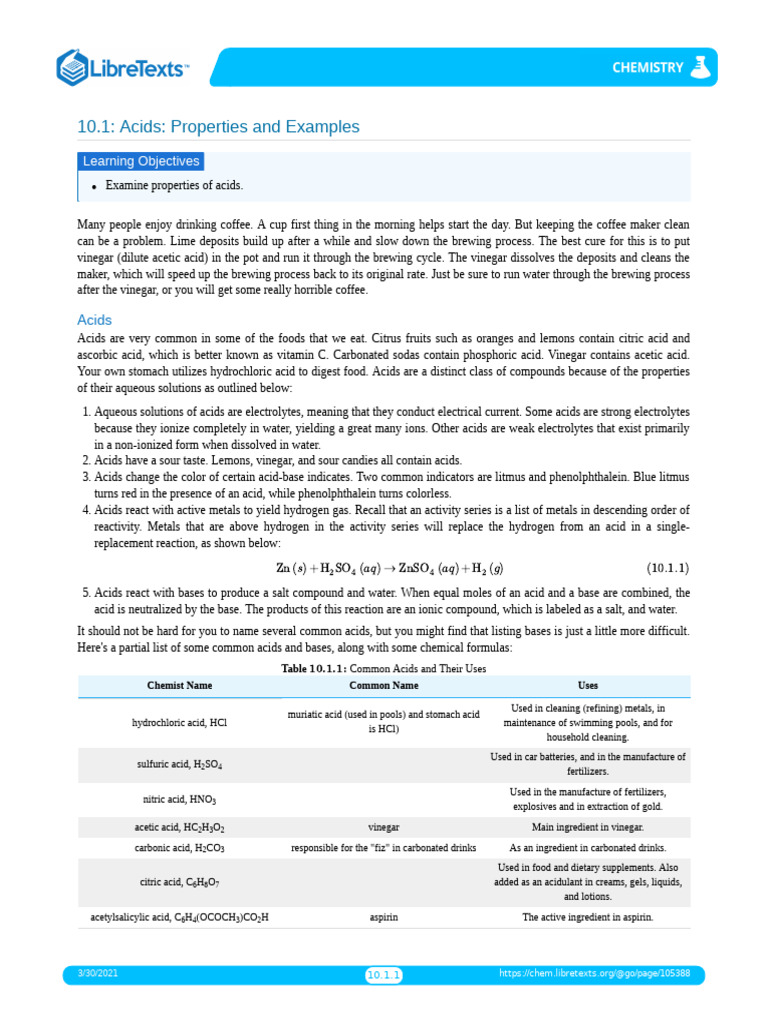 Acids (LibreText) Reference | PDF