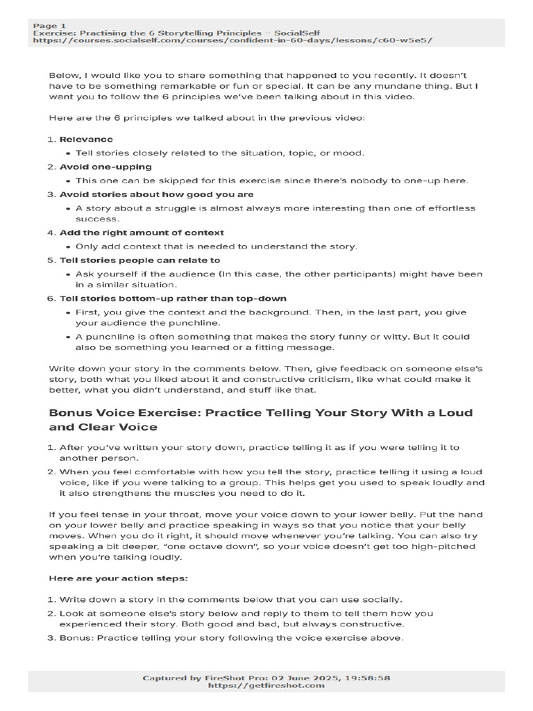 06-Exercise Practising The 6 Storytelling Principles | PDF