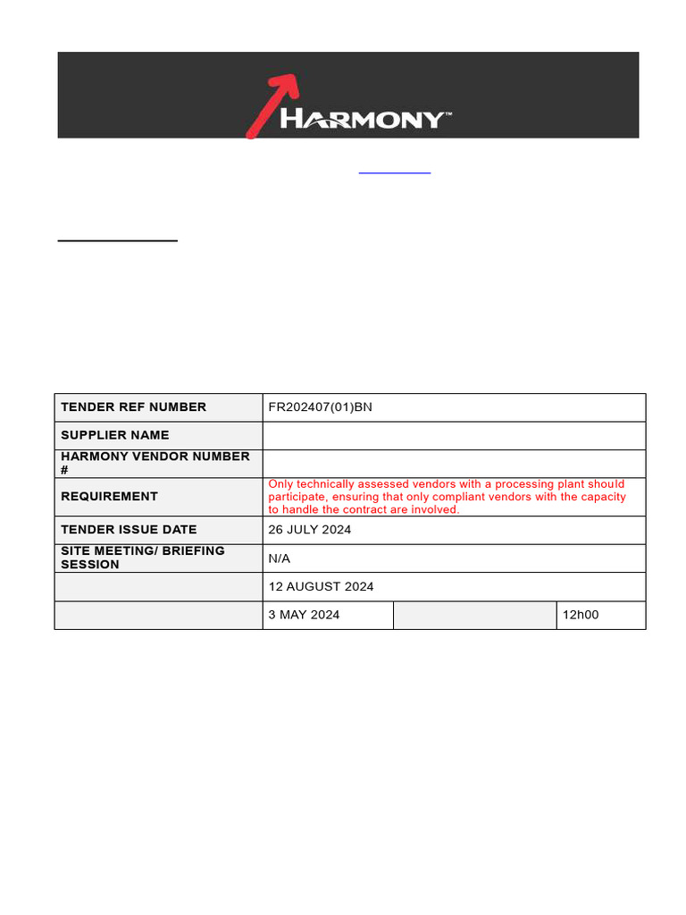 FR20240701BN - Annex Tender B - Tender Document Template - Fruits and ...