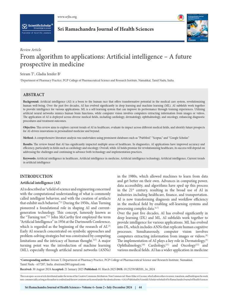 From Algorithm To Applications Artificial Intelligence | PDF