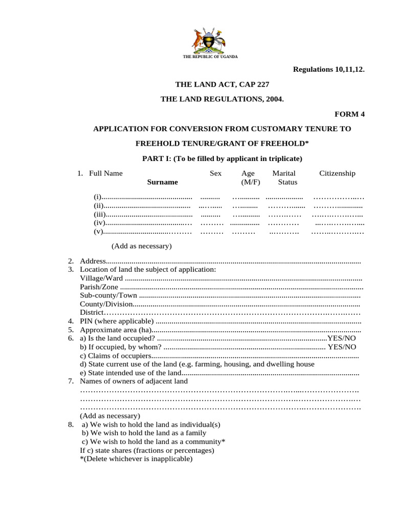Land Application Forms | PDF