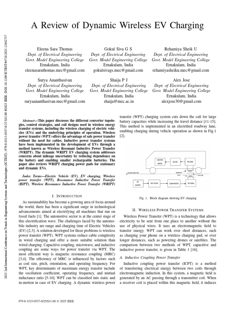 A Review of Dynamic Wireless EV Charging | PDF