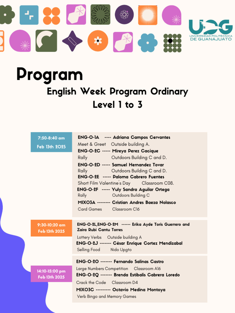 English Week Program Cycle 1 | PDF