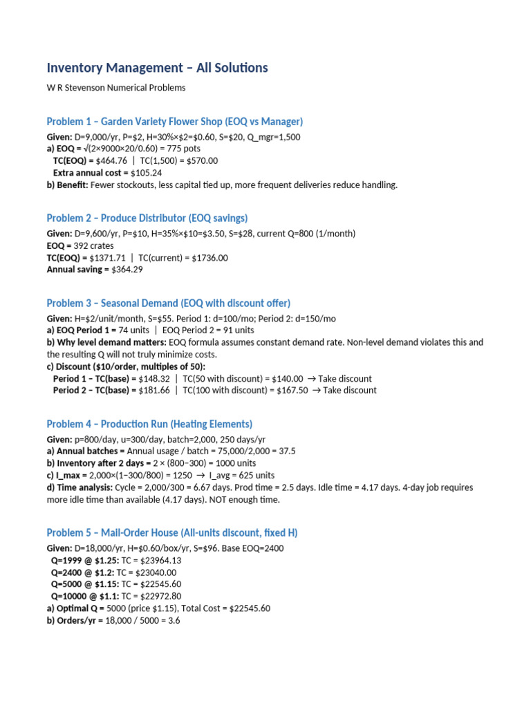 Inventory Solutions | PDF