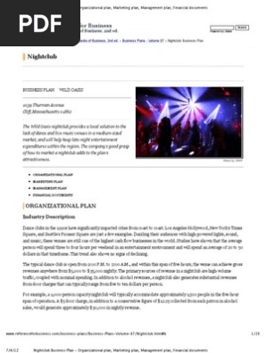 Nightclub Business Plan - Organizational Plan, Marketing Plan, Management Plan, Financial Documents