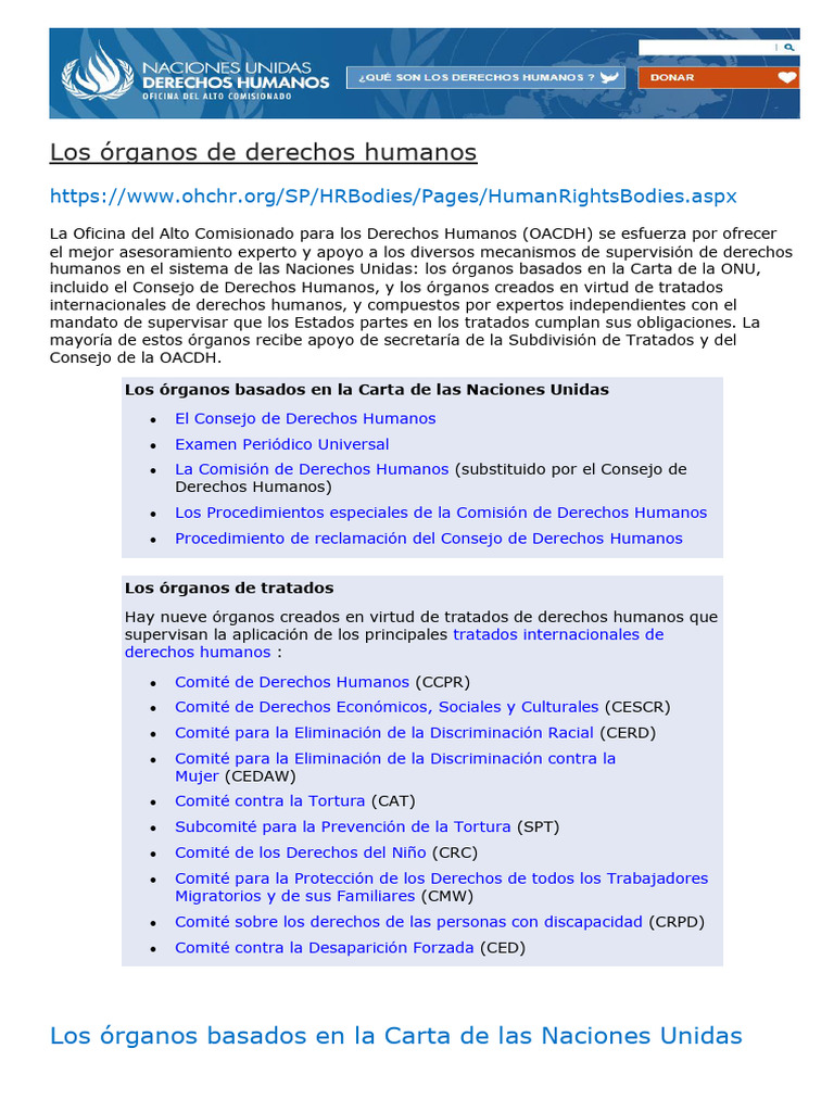 Los Órganos de Derechos Humanos | PDF | Naciones Unidas | Relaciones ...