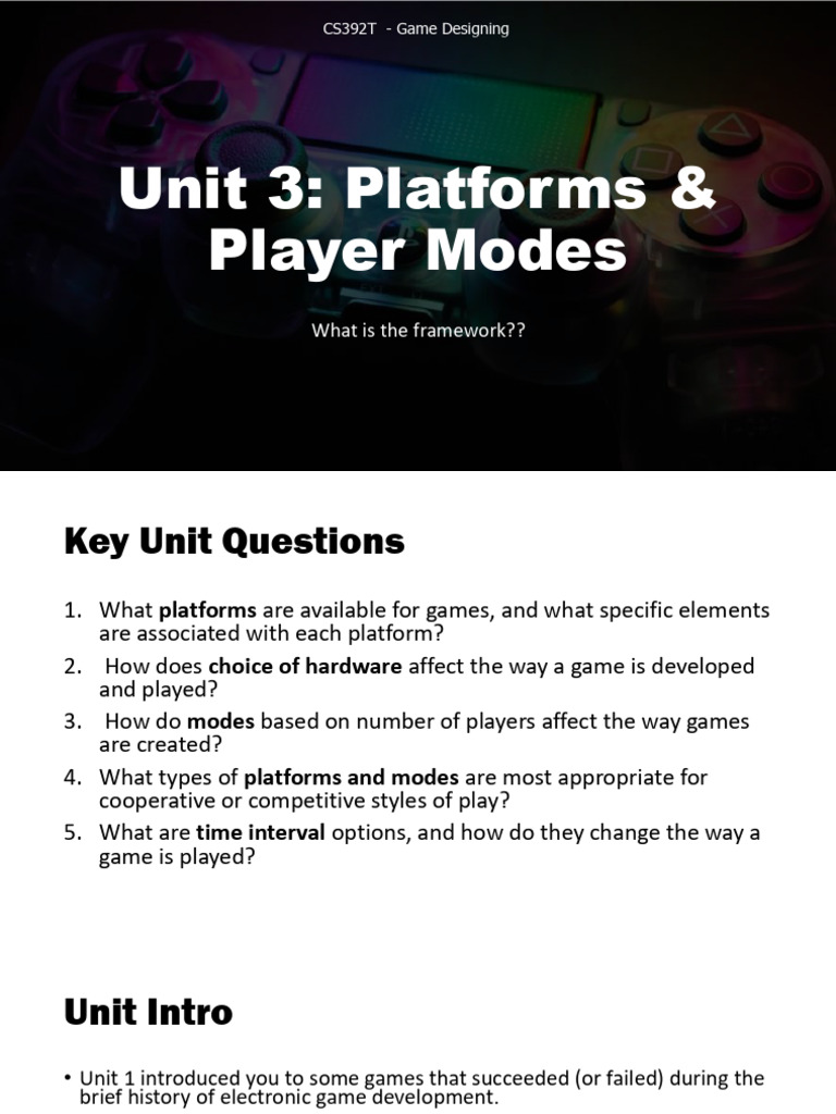 Unit 3 - Platforms & Player Modes | PDF