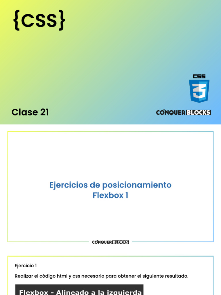 CSS Clase 21 - Ejercicios Posicionamiento Flexbox 1 | PDF