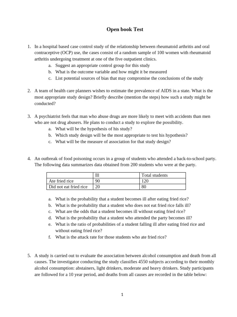 Epi Questions | PDF | Alcoholism | Hypertension