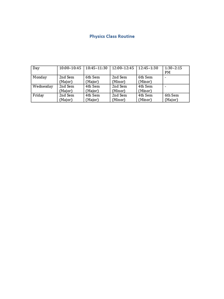 Class Routine | PDF