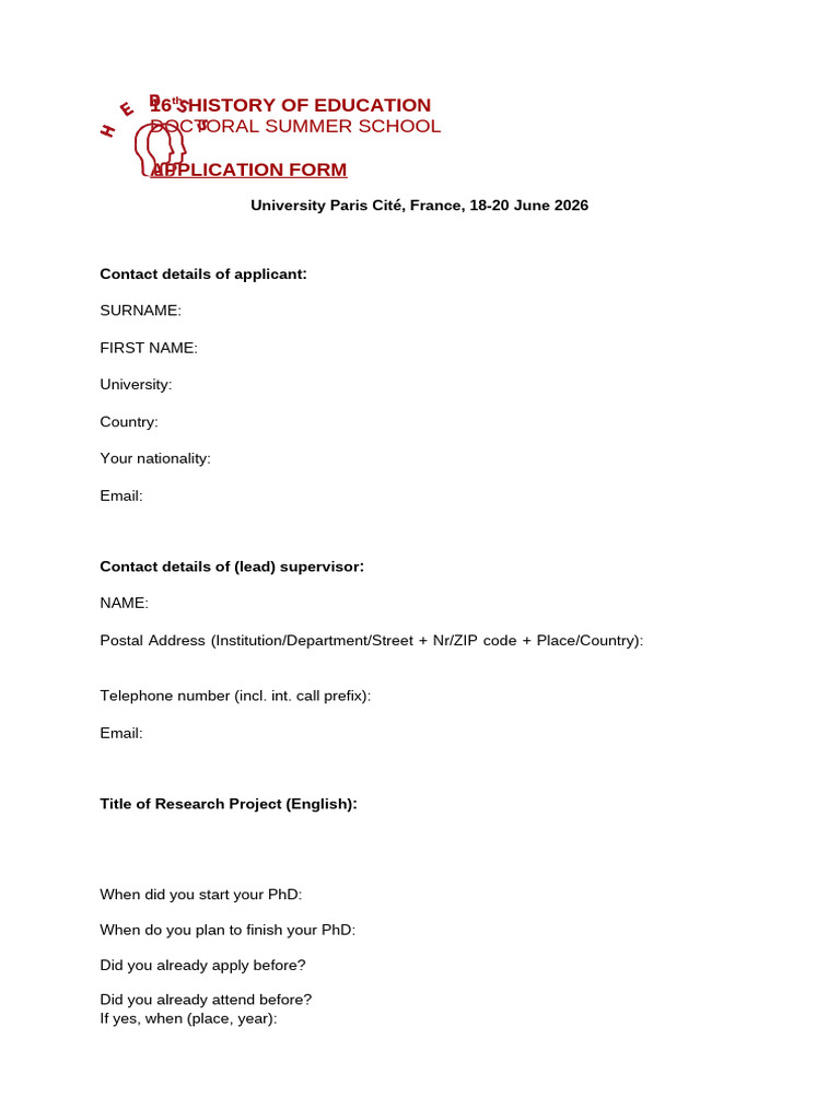 HEDSS Application Form 2026 | PDF
