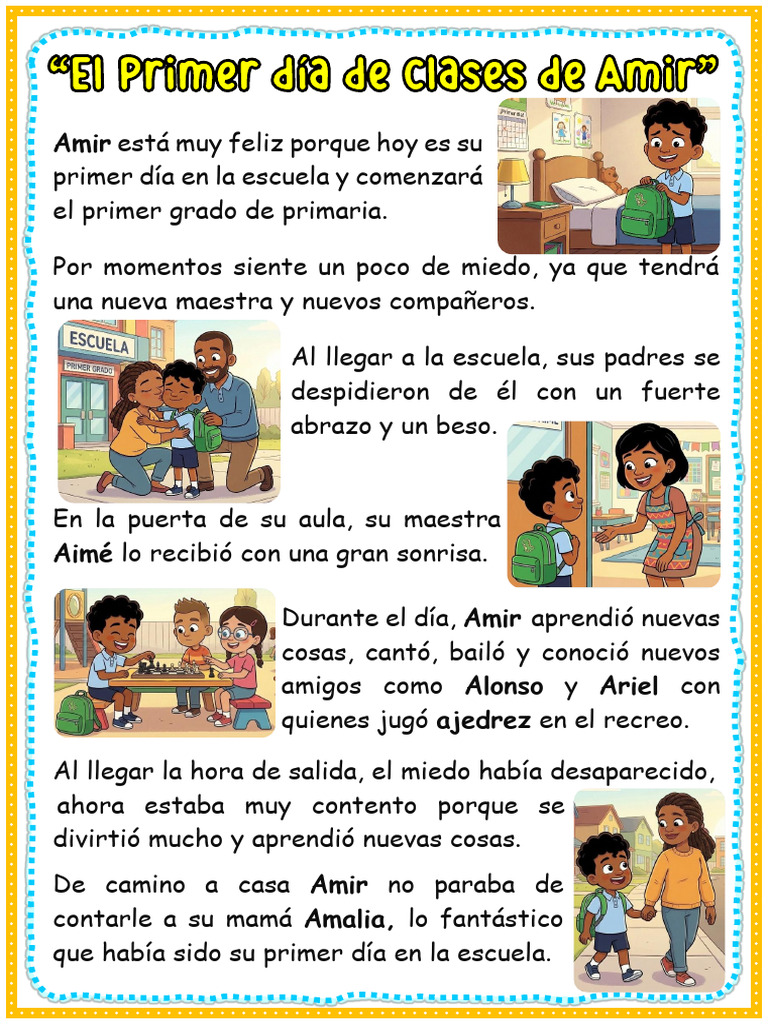 Ficha Leemos El Primer Día de Clases de Amir Maestra Janet | PDF