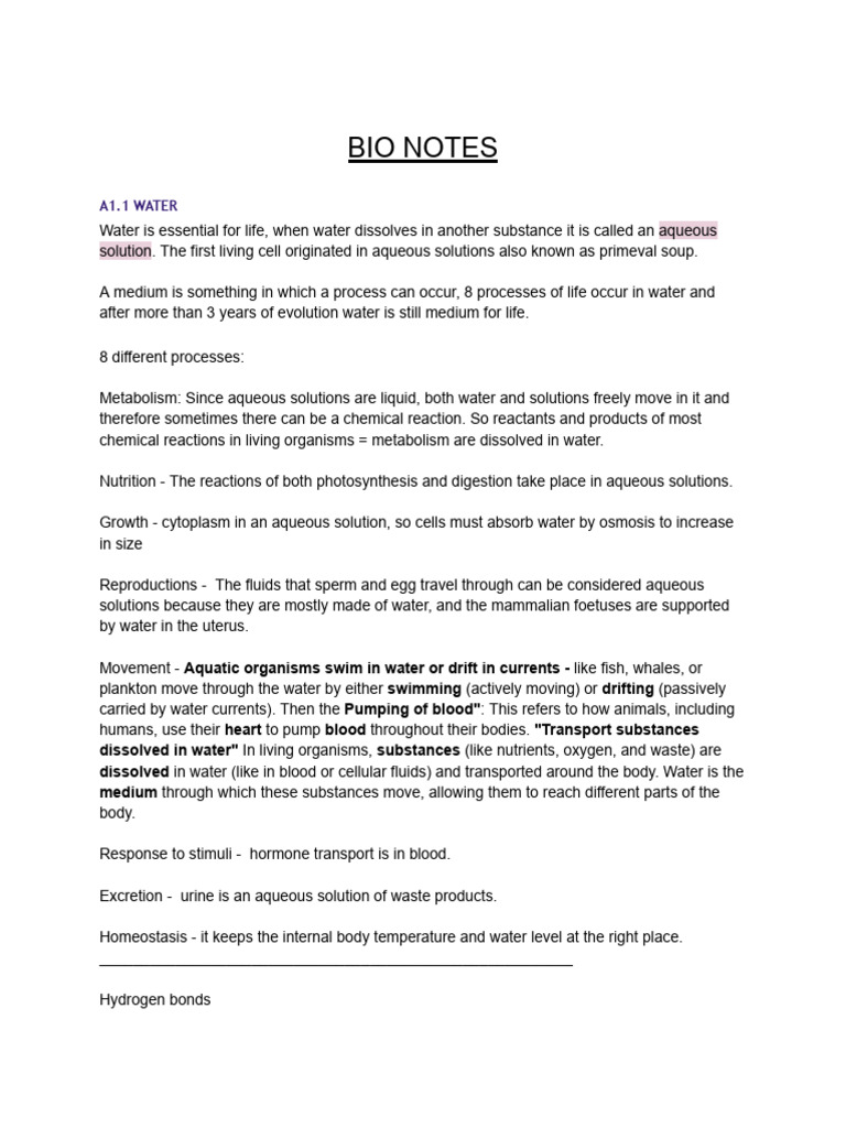 Bio Notes | PDF | Cell (Biology) | Eukaryotes