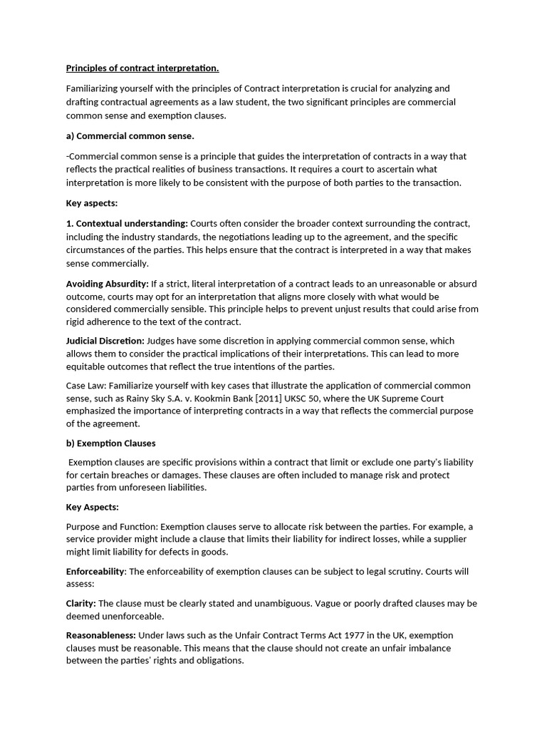 Principles of Contract Interpretation | PDF | Common Law | Justice