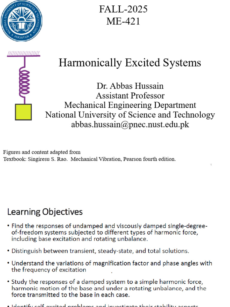 Harmonic Force Vibration SDOF Damped System | PDF | Damping | Physical ...