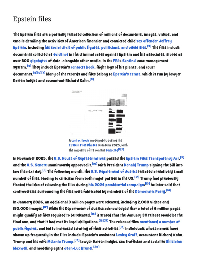 Epstein Files - Wikipedia | PDF