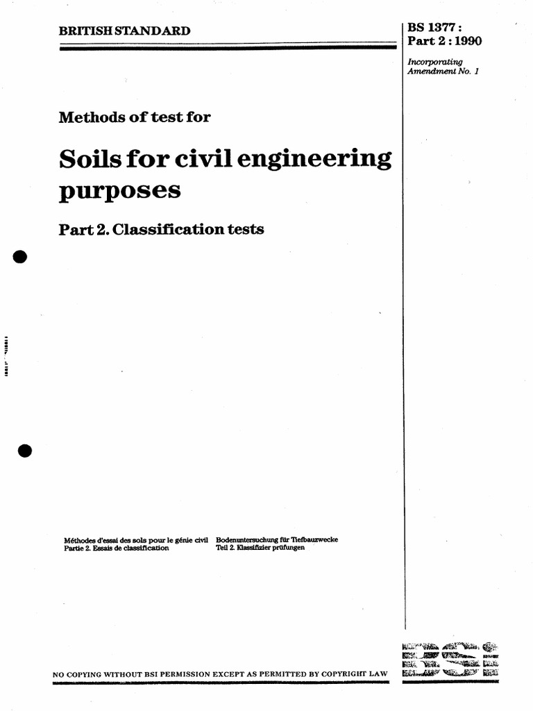 BS1377-1990 Part 2, Soils Test | PDF