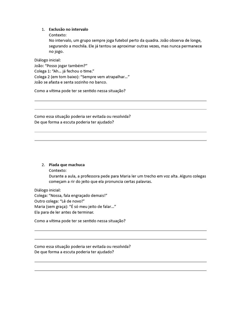 Exercício Sobre Empatia - Projeto de Vida | PDF