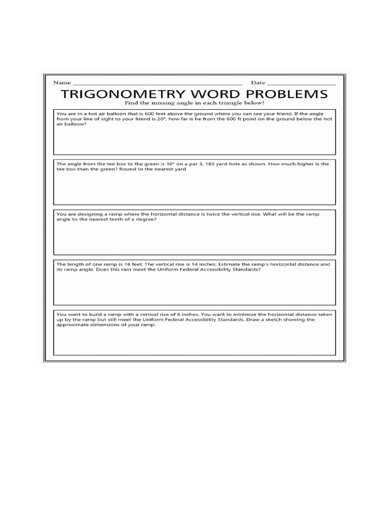 Right Triangle Trigonometry Word Problems 265424.Png | PDF