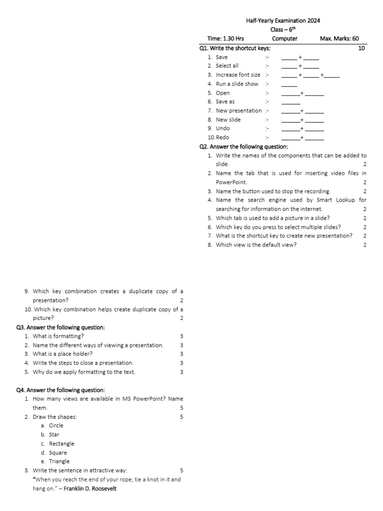 Hy Exam 2024 | PDF | Keyboard Shortcut | Computing