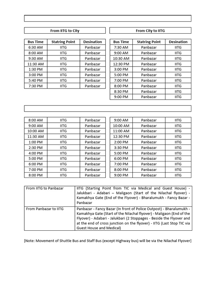 Shuttle Bus Schedule-1 | PDF