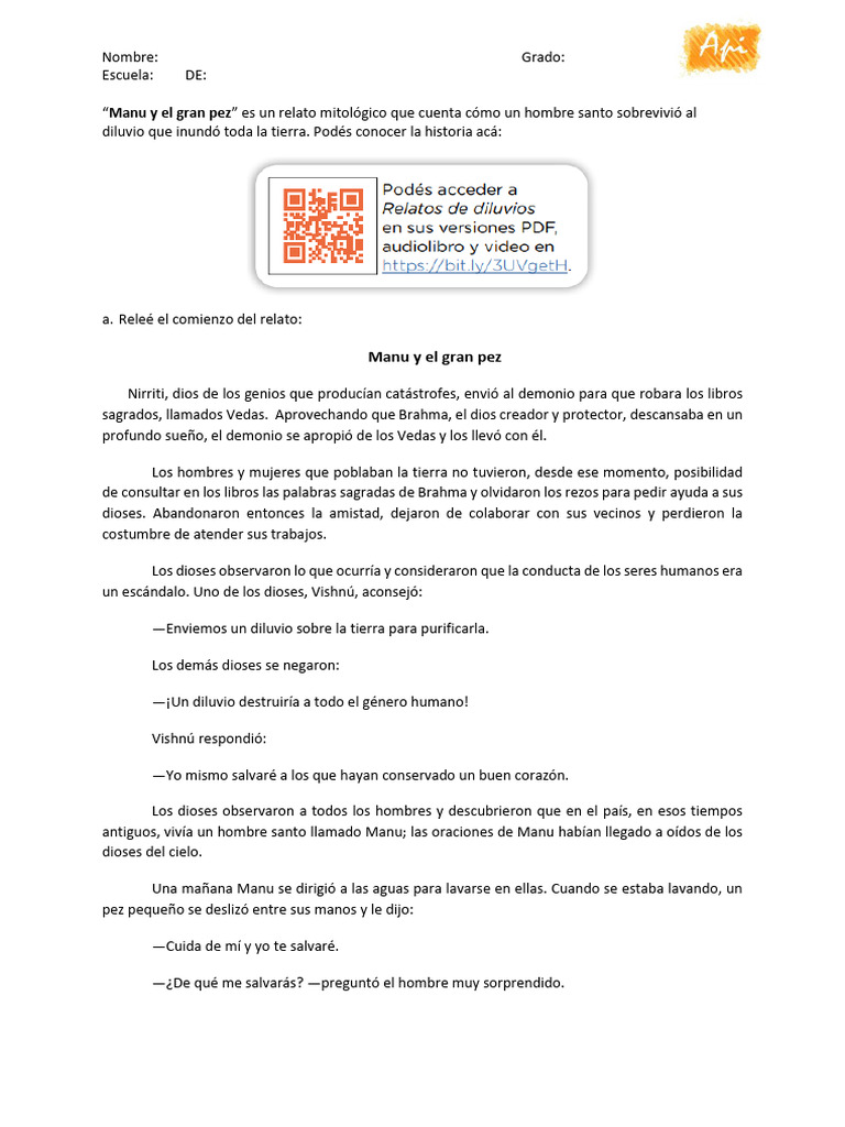 01-Lengua - Instrumento para Relevar Saberes 4°-5° Grado | PDF | Mito ...