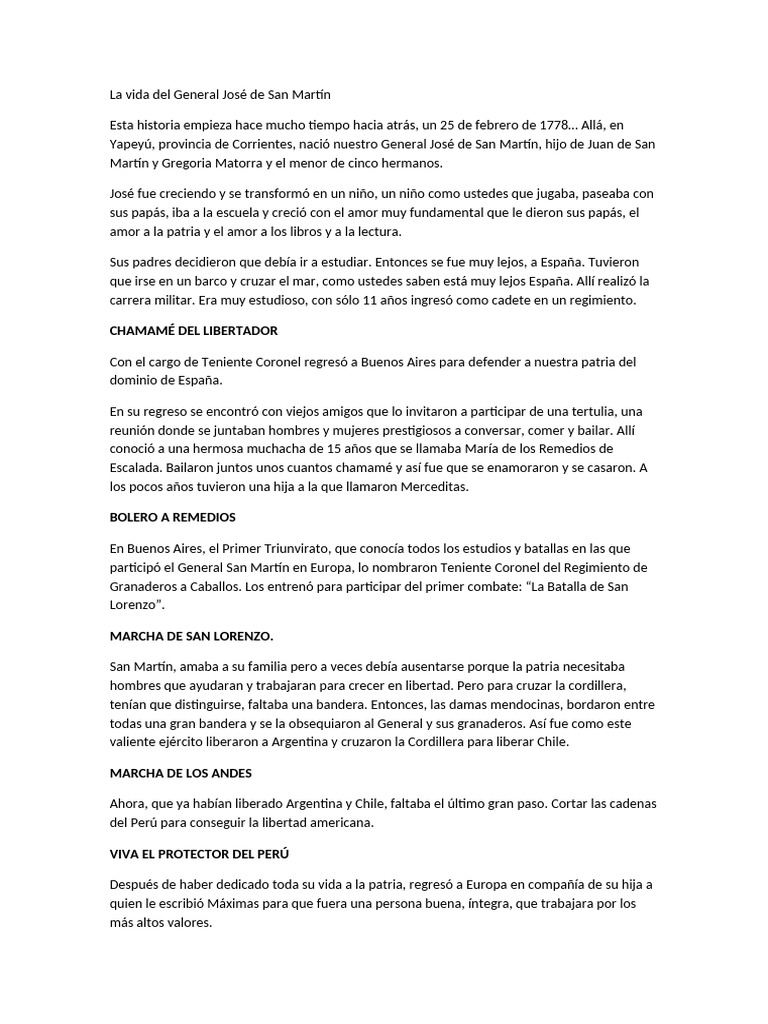 La Vida Del General José de San Martín Acto 3ro | PDF