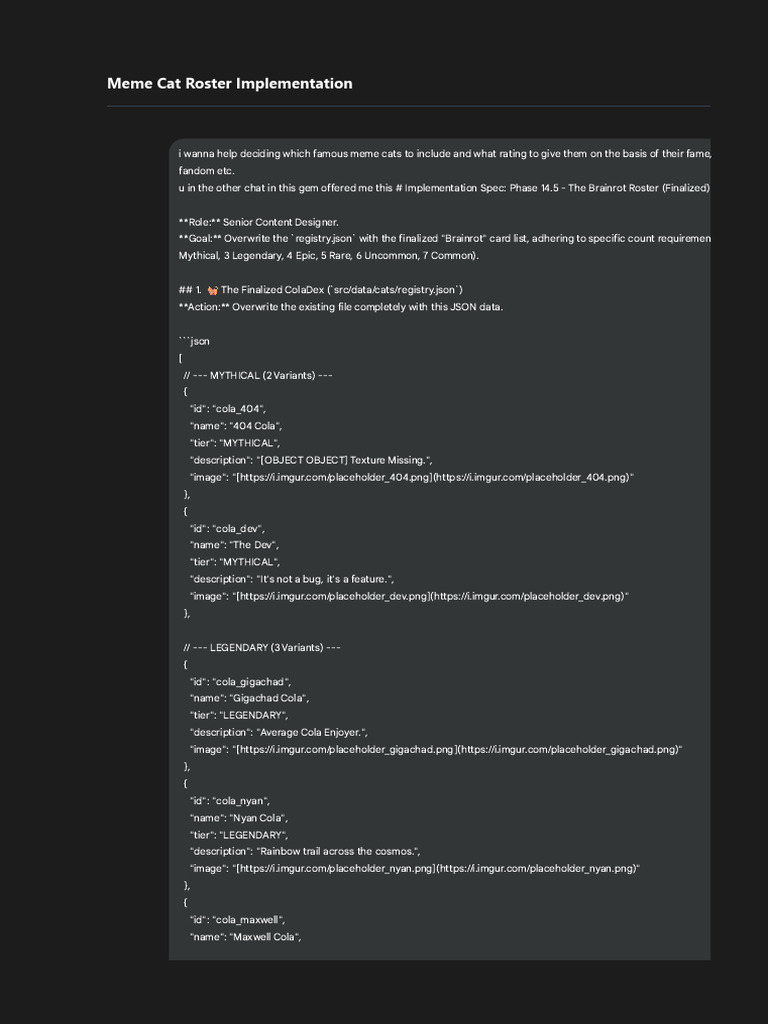 Meme Cat Roster Implementation | PDF | World Wide Web | Internet & Web