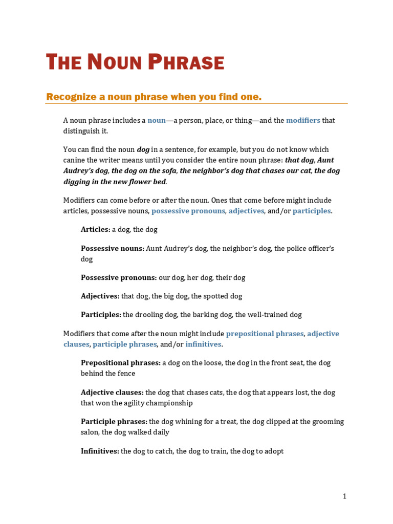Noun Phrases Extra Practice | PDF | Adjective | Noun