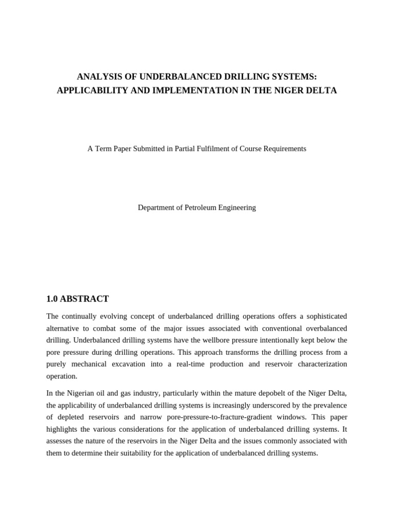 UBD Niger Delta Term Paper | PDF | Petroleum Reservoir | Oil Well
