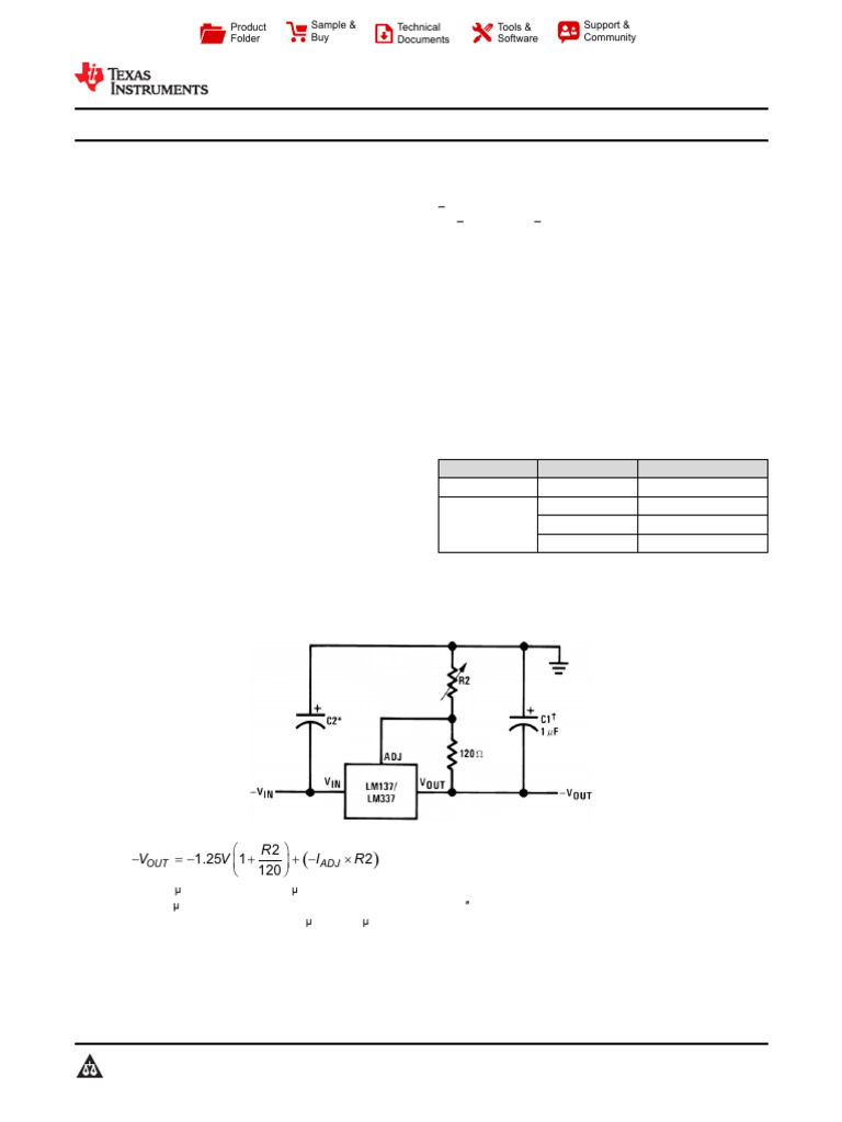 LM137, LM337-N 3-Terminal Adjustable Negative Regulators: 1 Features 3 ...
